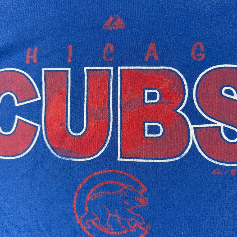 Chicago Cubs Majestic T Shirt Mens Large Blue MLB Baseball Graphic Tee - Picture 11 of 12